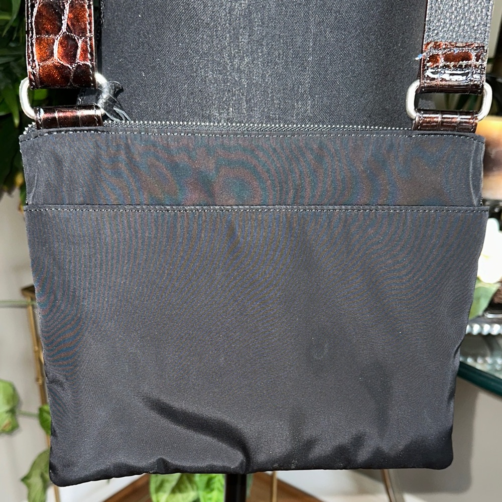 Brighton Black and Brown Crocodile leather nylon Crossbody with sunglasses case - Picture 5 of 15